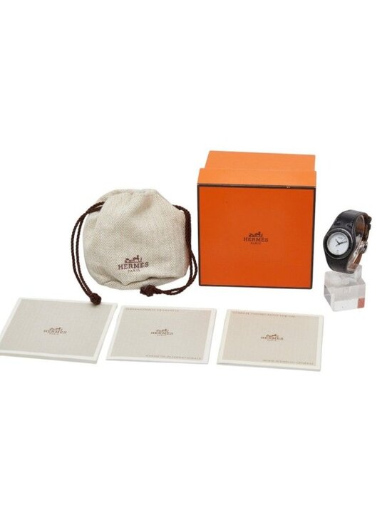 Hermes Ahne Watch White Silver Black Stainless Steel Leather main image 6